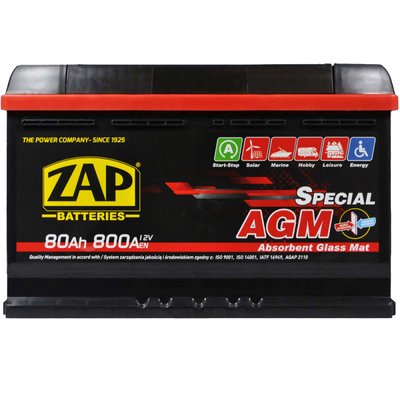 ZAP AGM (L4) 80Ah 800A R+ 58002z фото