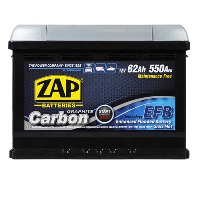 ZAP Carbon EFB 62Ah 550A R+ 56505z фото